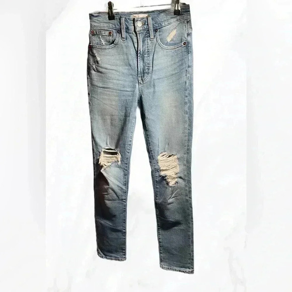 Madewell “the perfect vintage jean” high rise distressed slim  fit denim jean 24 - Picture 2 of 5